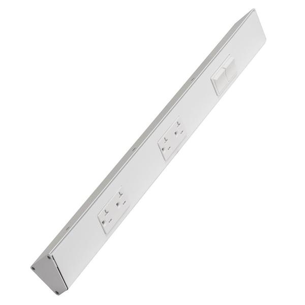 24" 20 amp 120 volt White 2 Single Pole Switch/Receptacle Combination Power Strip